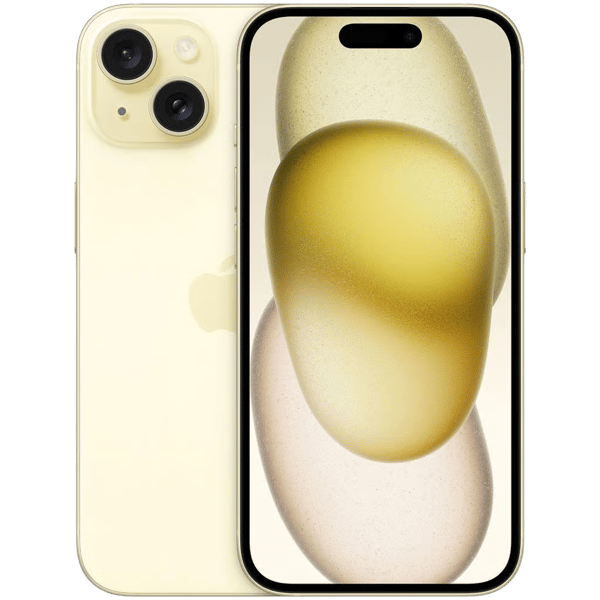 iPhone 15 128GB Yellow - Afbeelding voor en achterkant
