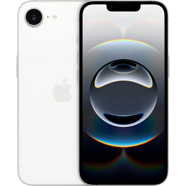 iPhone 16e 128GB White - Afbeelding voor en achterkant