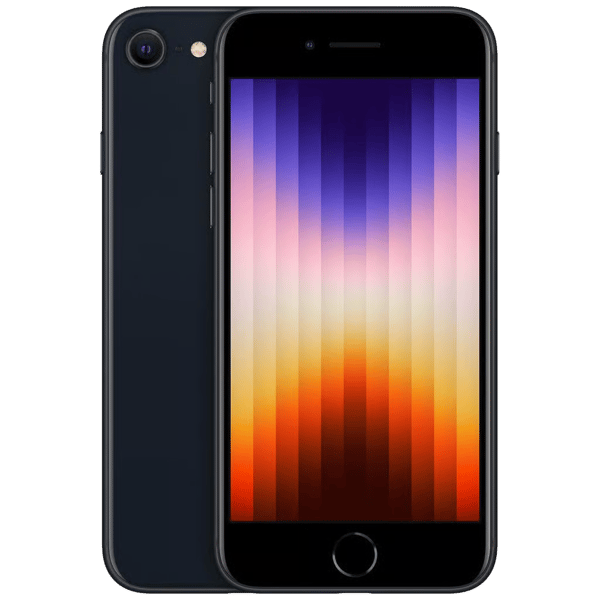iPhone SE 2022 64GB Midnight - Billede af for- og bagside