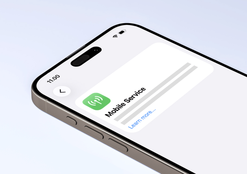 An iPhone screen showing a mobile service notification